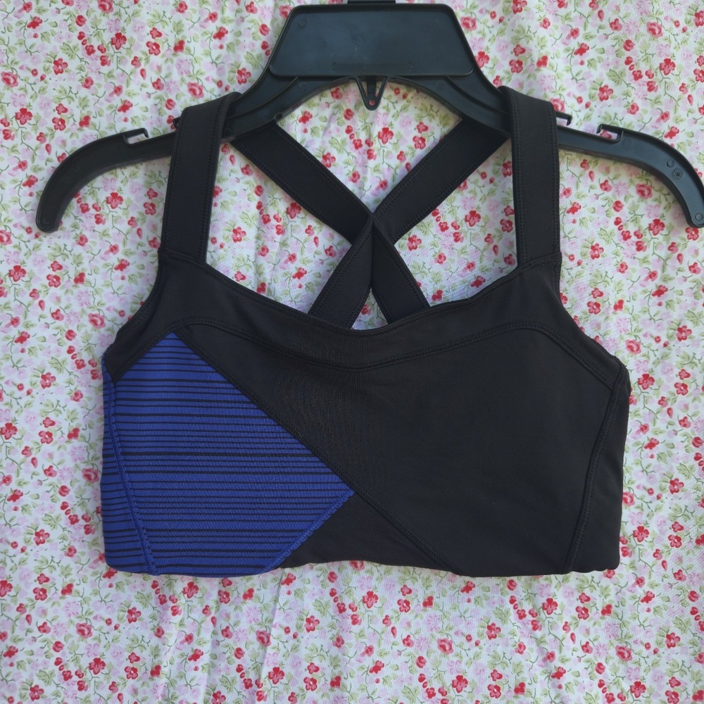 Lululemon Kanto Catch Me Sports Bra Kanto Stripe Blue‎ Black Size 4 Luxtreme